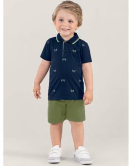 Conjunto Infantil Menino Camiseta Gola Polo e Short