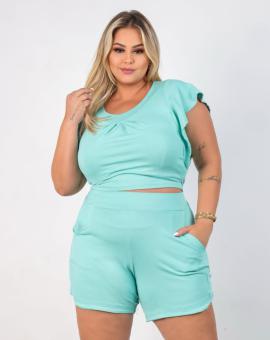 Conjunto Plus Size Fresquinho Bermuda e Blusa