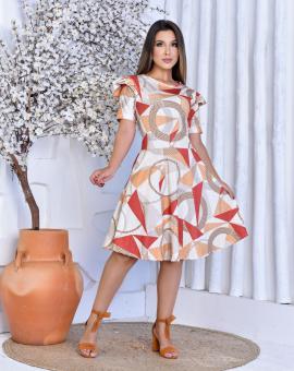 Vestido Boneca Manga Curta no Suplex Digital Estampado