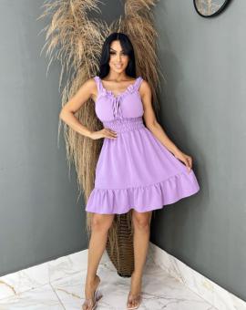 Vestido Curto Crepe Duna de Alcinha com Babado