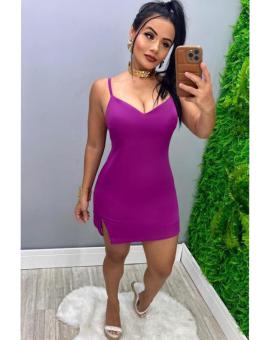 Vestido Curto Feminino de Alcinha com Decote