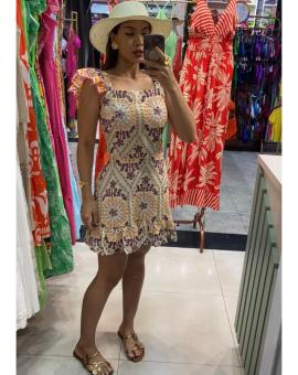 Vestido Curto Laise Bordado Forrado