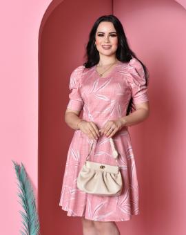 Vestido Evangélico Rodado Manga Princesa Estampa Digital