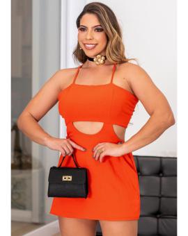 Vestido Feminino Curto de Alcinha Vazado na Cintura
