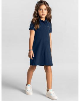 Vestido Infantil Menina Gola Polo de Manguinha