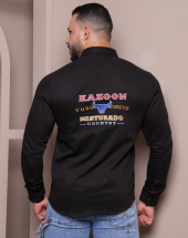 Camisa Masculina Cowboy Manga Longa Com Patch