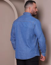 Camisa Masculina Jeans Manga Comprida Atacado na Rua 44 Goiânia