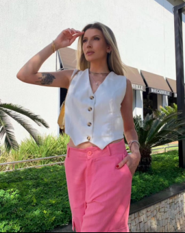 Colete Feminino Branco no Linho