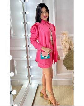 Conjunto Feminino Short E Camisa Manga Longa Princesa