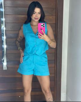 Conjunto Short e Colete no Linho