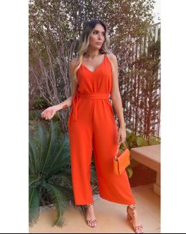 Macacao Pantacourt Alfaiataria Elegante Com Cinto