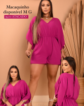 Macaquinho Curto Soltinho Elastico Decote V Crepe Duna Atacado Rua 44 Goiania