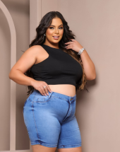 Bermuda Jeans Lavagem Clara Meia Coxa Atacado na Rua 44 Goiânia