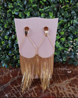 Brinco em Gota e Franjas Folheado a Ouro 18 K