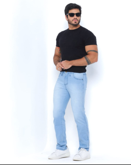 Calça Jeans Masculina Clara com Bolso