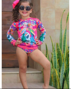 Camisa de Proteção Uv Personagens Frozen