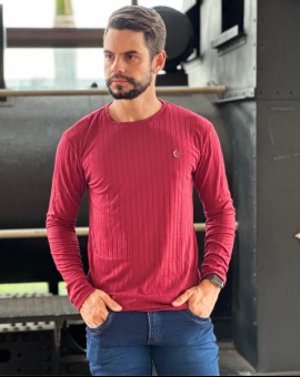 Camiseta Masculina Manga Longa com Textura
