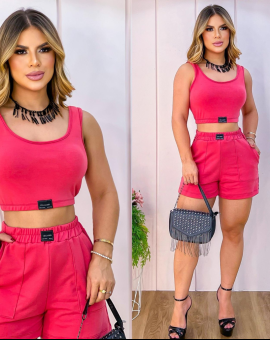 Conjunto Feminino Comfy Blusa Alcinha Short Cintura Alta