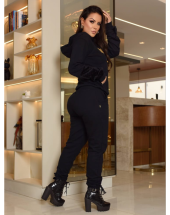 Conjunto Feminino Moleton Flanelado Preto Atacado na Rua 44 Goiânia