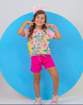 Conjunto Infantil Menina Estampado Rosa