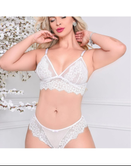 Conjunto Lingerie Branca Renda