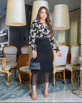 Saia Midi Evangélica com Tule Forrado