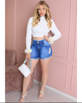 Short Jeans Curto Feminino Cós Desfiado
