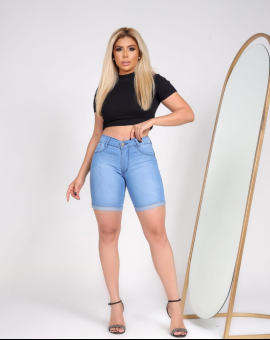 Short Jeans Feminino Ciclista Claro