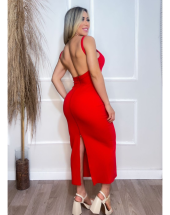 Vestido Longo de Alcinhas Canelado Atacado na Rua 44 Goiânia