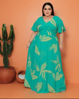 Vestido Plus size Longo Estampado
