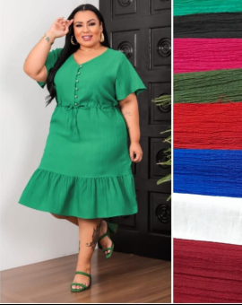 Vestido Midi Evangélico Plus Size Liso