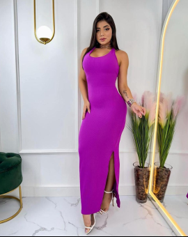 Vestido Tubinho com Fenda Costas Abertas