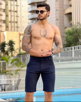 Bermuda Masculina Social Azul