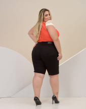 Bermuda Plus Size Jeans Preta Atacado na Rua 44 Goiânia