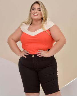 Bermuda Plus Size Jeans Preta