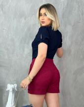 Blusa Elegante Lisa com Detalhe na Manga Atacado na Rua 44 Goiânia