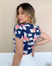 Blusa Estampada com Elástico na Manga Atacado na Rua 44 Goiânia