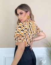Blusa Estampada Gola Lastex Atacado na Rua 44 Goiânia