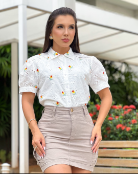 Blusa Feminina Social Mangas Curtas