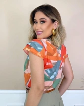 Blusa Social Romântica Barata com Estampa Atacado na Rua 44 Goiânia