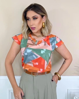 Blusa Social Romântica Barata com Estampa