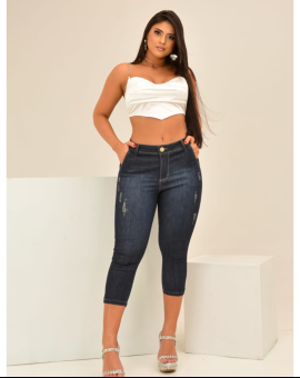 Calça Capri Jeans Feminina Escura