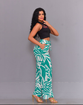 Calça Feminina com Elástico Estampa Floral