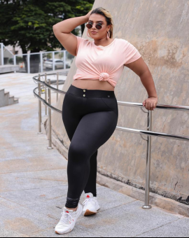 Calça Plus Size Costura Reforçada Preta