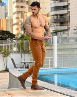 Calça Skinny Masculina Caramelo