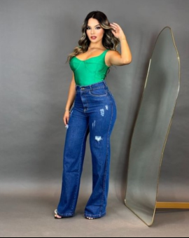 Calça Wide Leg Básica Cintura Alta