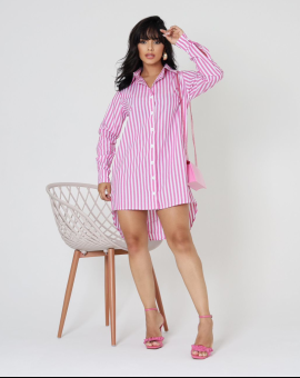 Chemise Curta Manga Longa Listrada