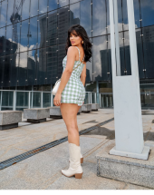 Conjunto Feminino Xadrex Short Saia e Cropped Atacado na Rua 44 Goiânia