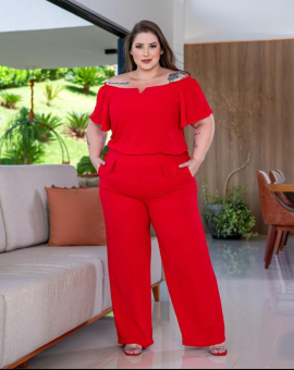 Conjunto Plus Size Casual Vermelho