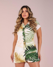 Macaquinho Estampado Com Botões Atacado na Rua 44 Goiânia